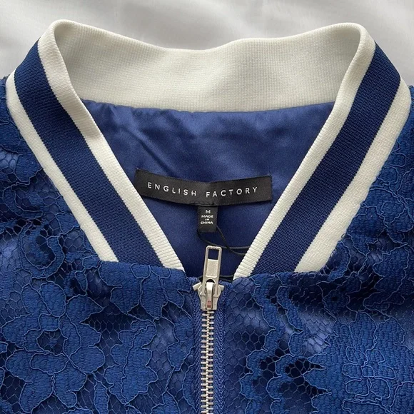 English Factory Bomber Varsity Lace Shell Jacket Womens Sz M NWT* - Picture 6 of 14